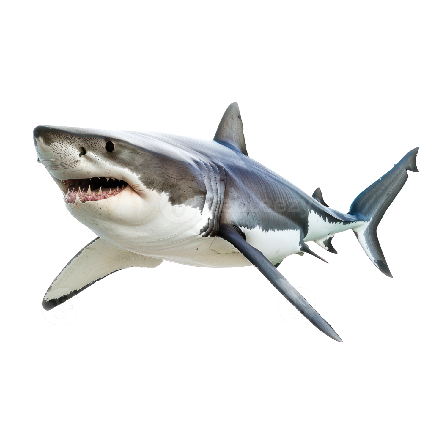 a great white shark with its mouth open