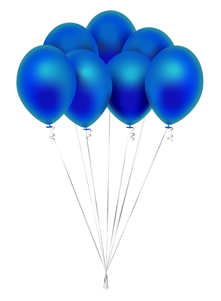 a bunch of blue balloons