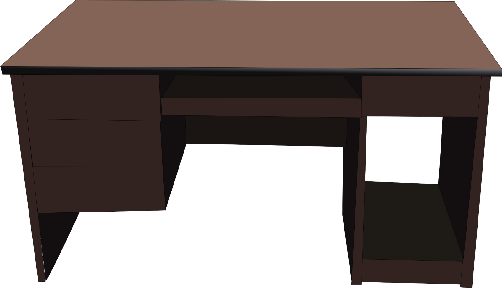 a brown desk with two drawers