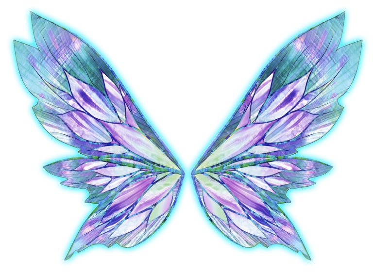 a pair of purple and blue wings