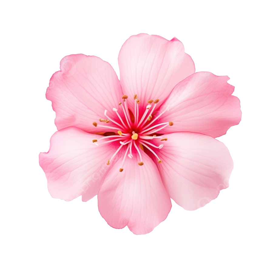 a pink flower on a white background