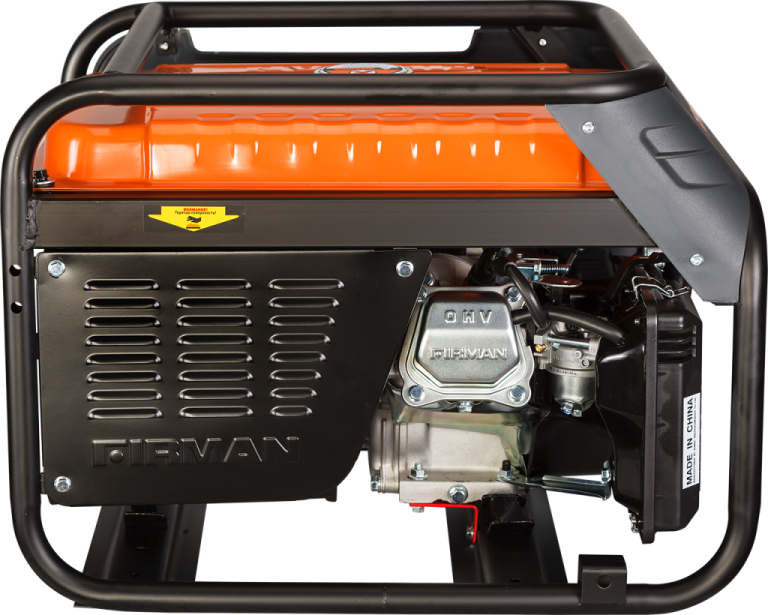 a black and orange generator on a white background