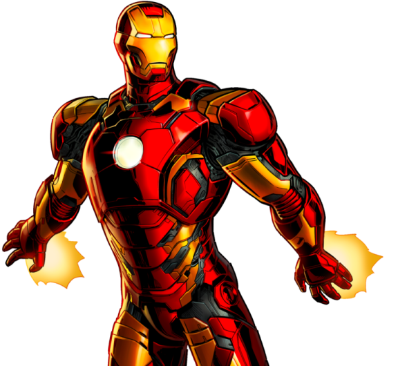 a cartoon iron man standing with his arms out