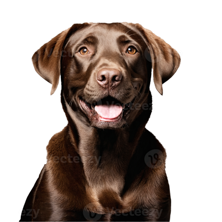 a brown dog is looking up at the camera