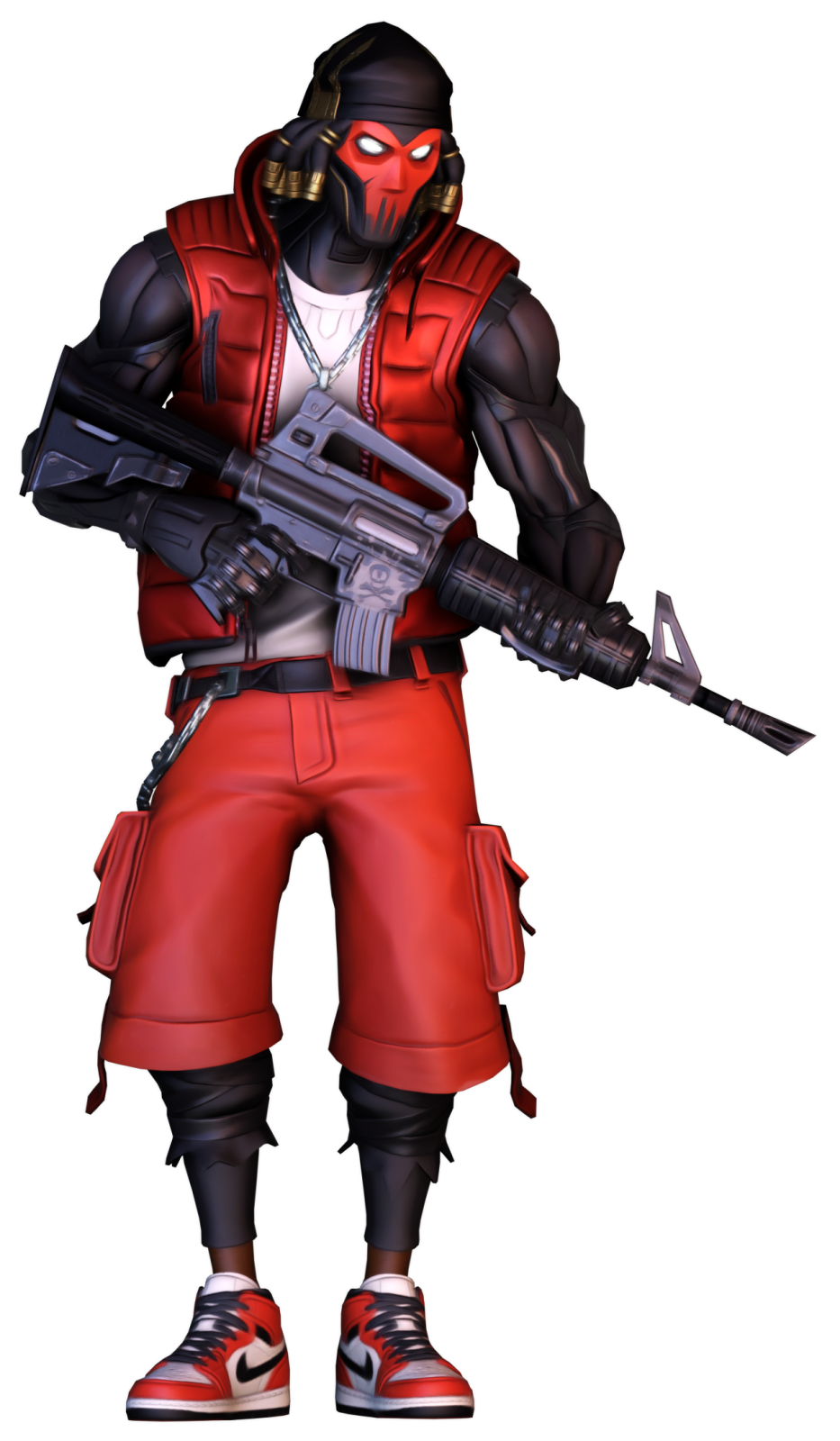 an image of a man in a red outfit with a gun