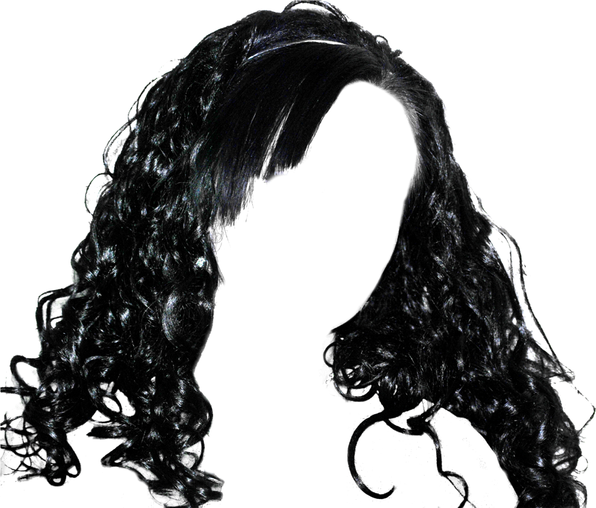 a black wig with long curly hair