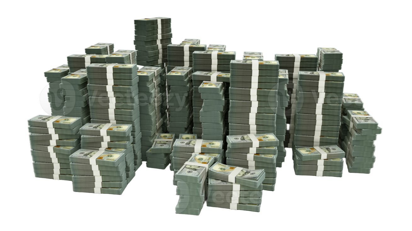 stacks of money on a white background