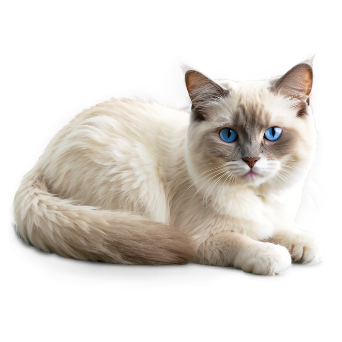 a white cat with blue eyes laying down