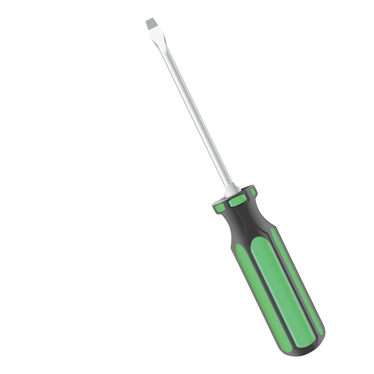 a green tool with a white handle