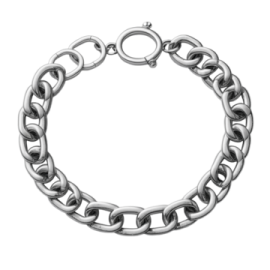 a silver bracelet on a white background
