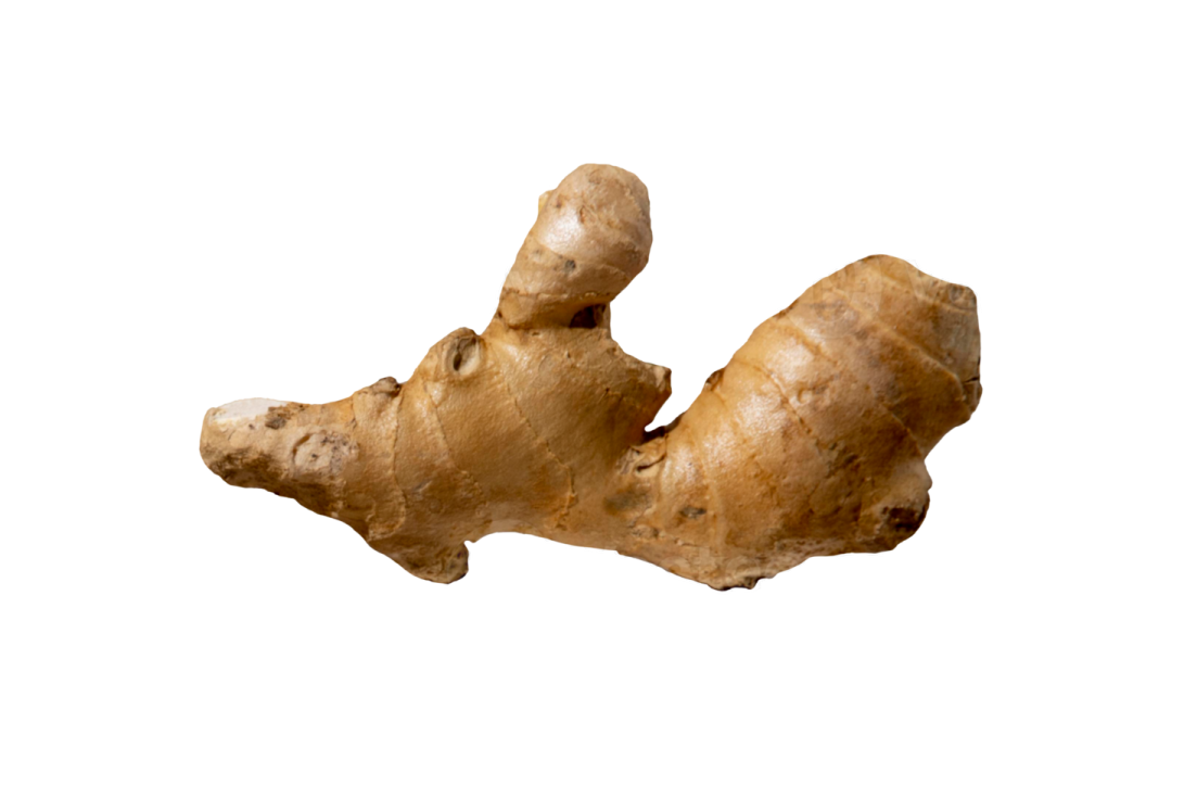 a piece of ginger on a white background