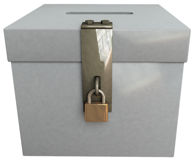 a white box with a lock on it