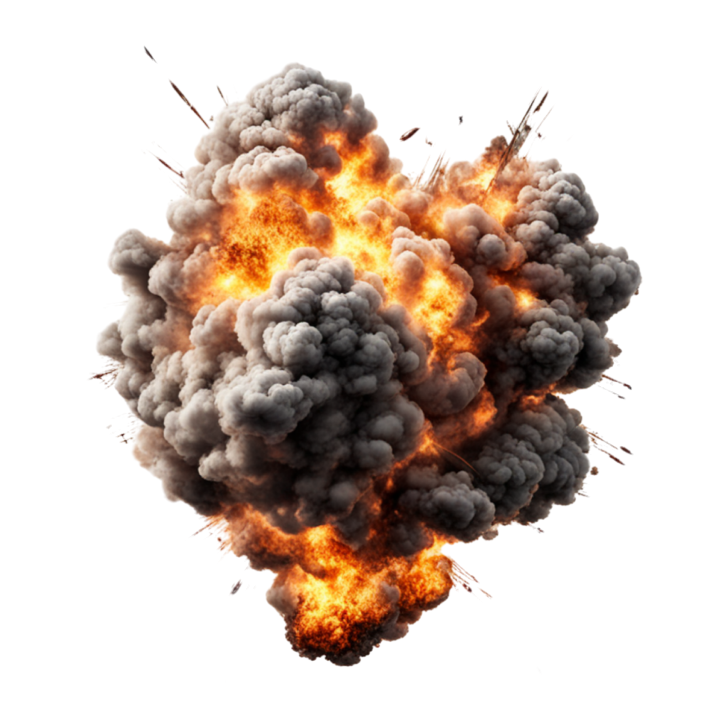 a large explosion of black smoke on a white background