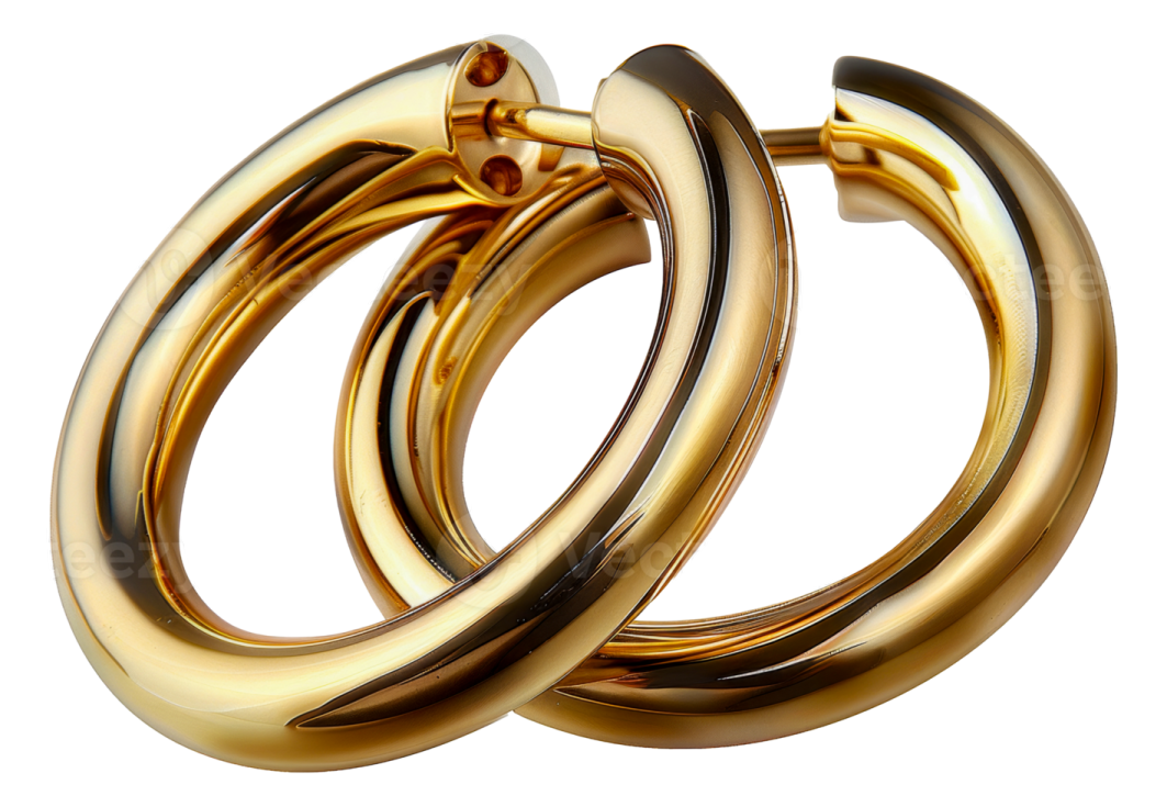 a pair of gold hoop earrings