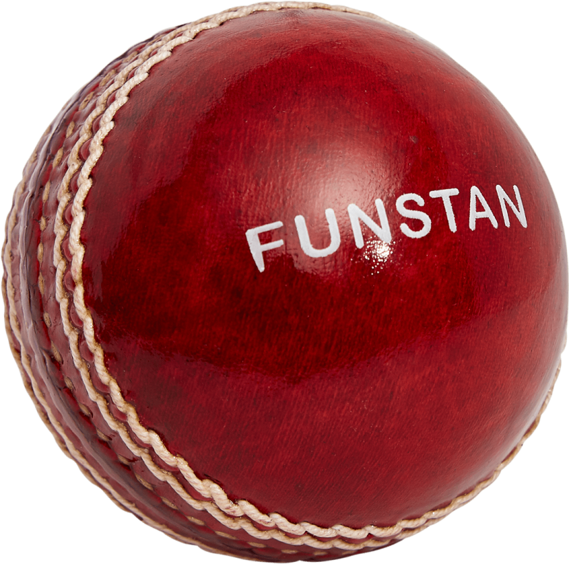 a red leather cricket ball on a white background