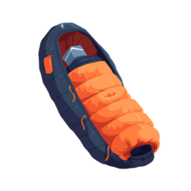 an orange sleeping bag on a white background