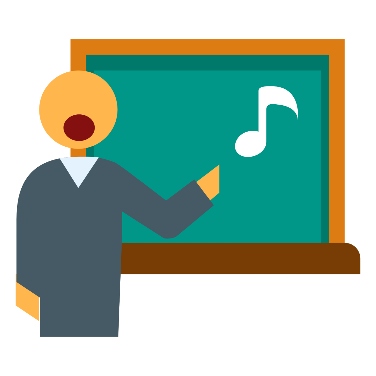 a person standing in front of a blackboard