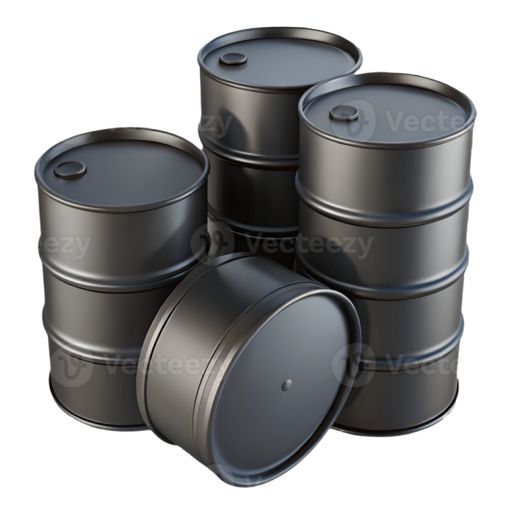 a group of black oil barrels