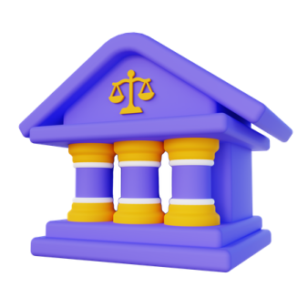 a purple house with a gold scale on top of it