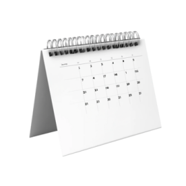 a desk calendar on a white background