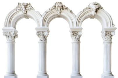 a set of four white marble columns