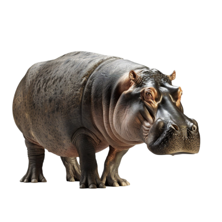 a hippo is standing in front of a white background