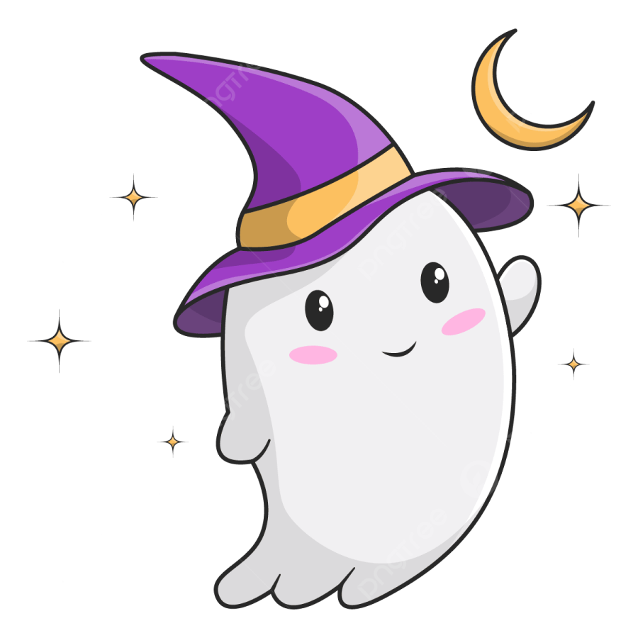 a cartoon tooth wearing a witch hat