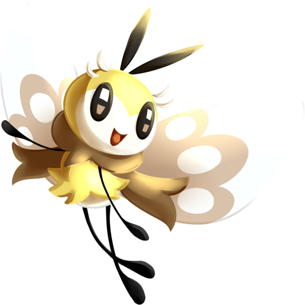 a cartoon bee flying through the air with its wings spread out