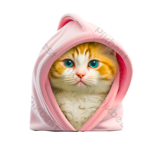 a cat in a pink hoodie