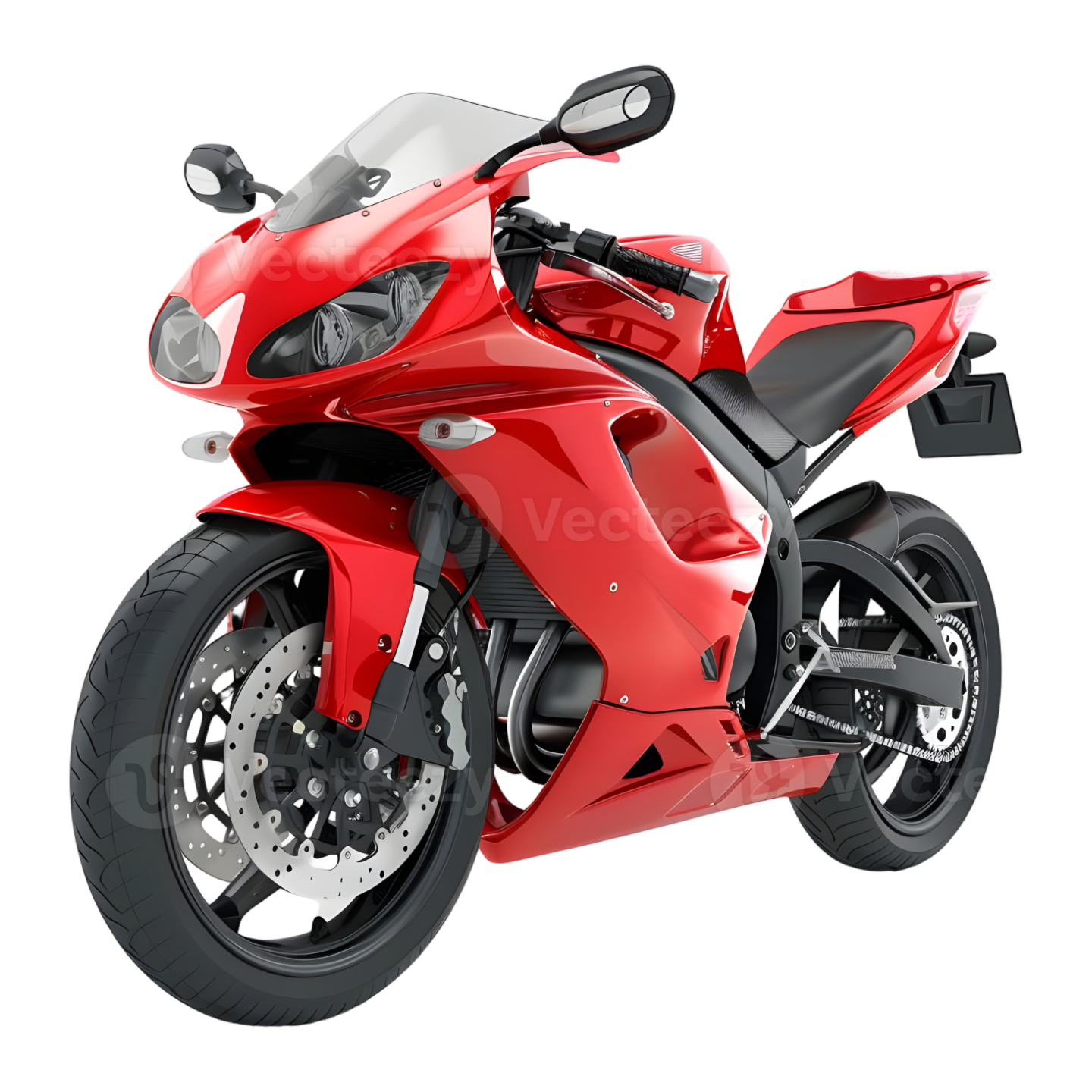 a red motorcycle on a white background