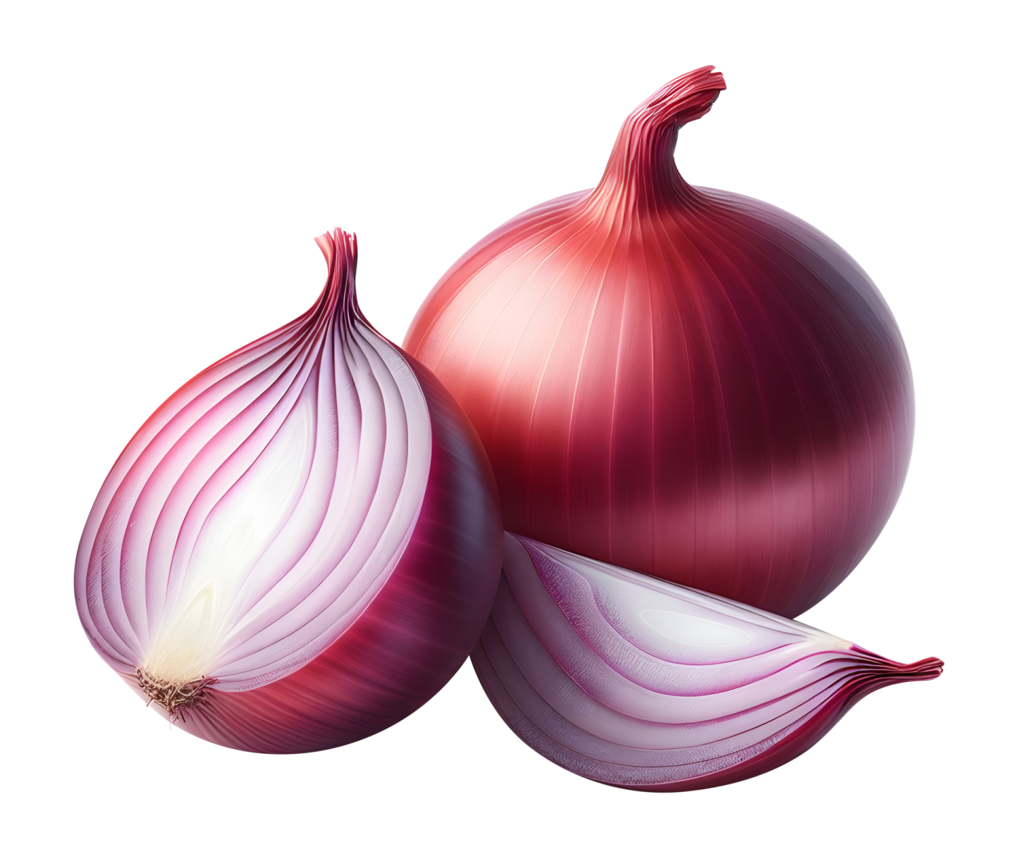 two red onions on a white background