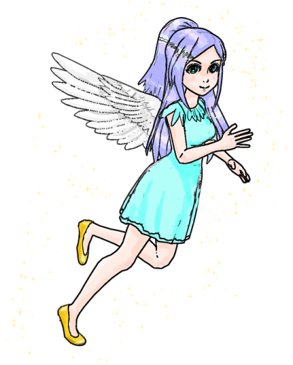 an illustration of a little girl with angel wings