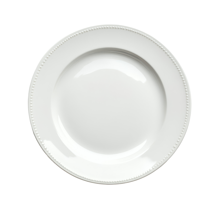 an empty white plate on a white background