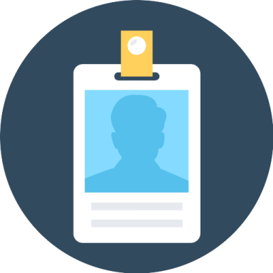 a badge with an image of a person on it