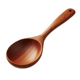 a wooden spoon on a white background