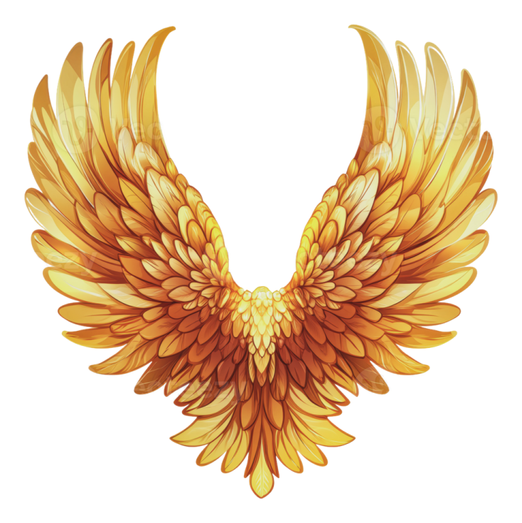 an orange and yellow wings on a white background