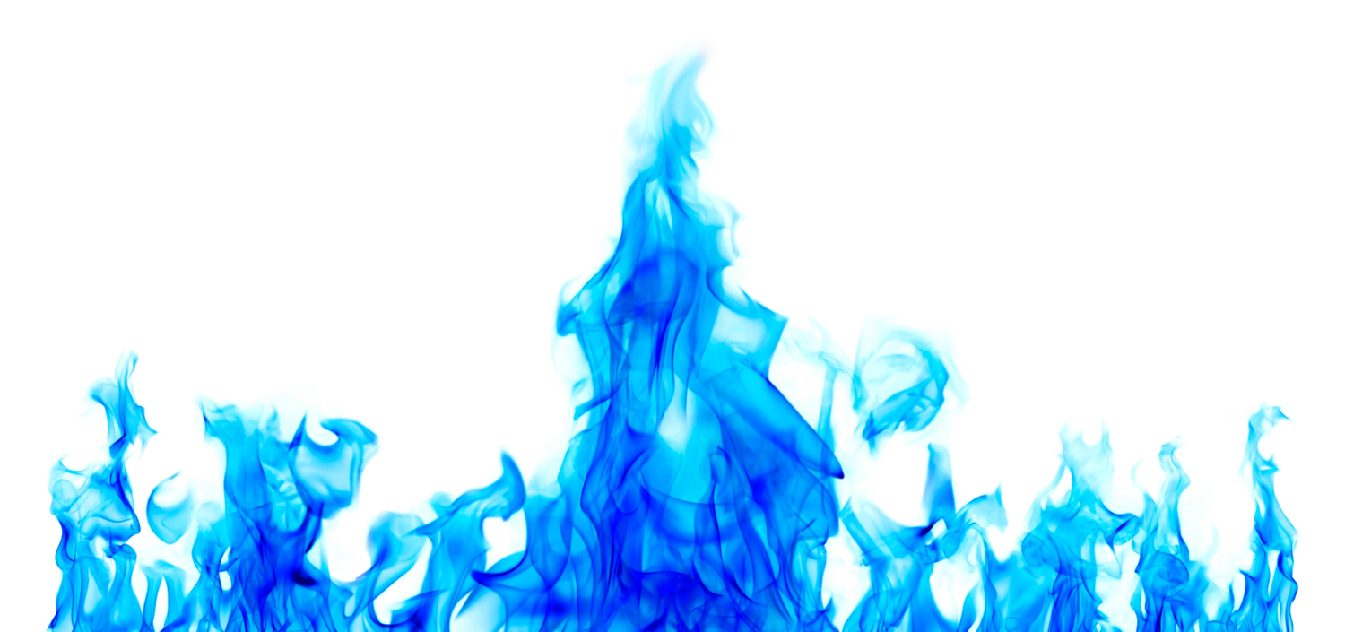 blue flames on a white background