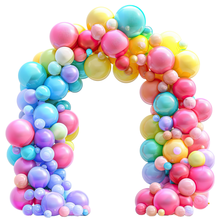 a letter made out of colorful balloons