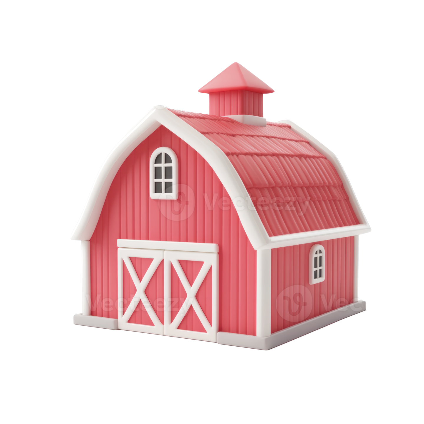 a red barn with a white roof