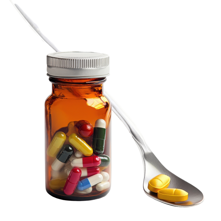 a spoon full of pills