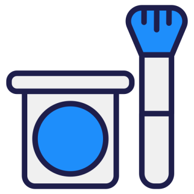 a blue and white icon of a laboratory equipment