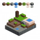 an image of a small island with several blocks