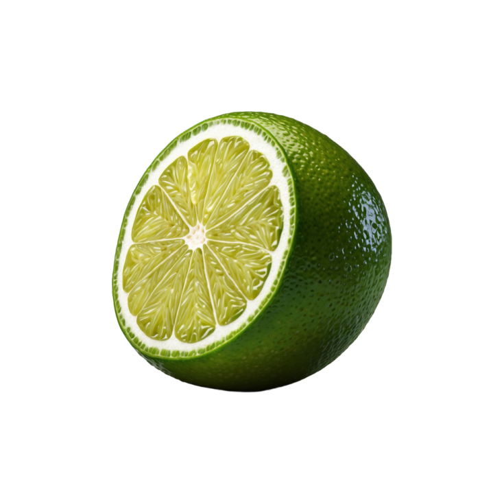 a sliced lime on a white background