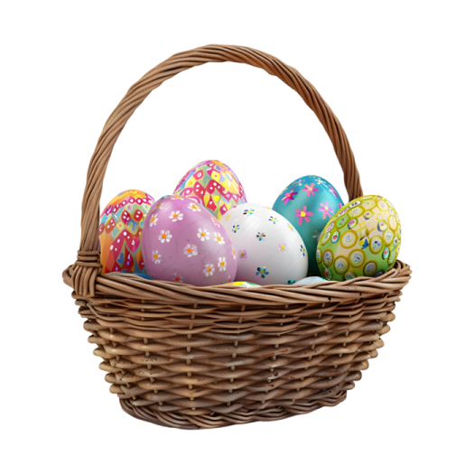 a basket filled with colorful easter eggs