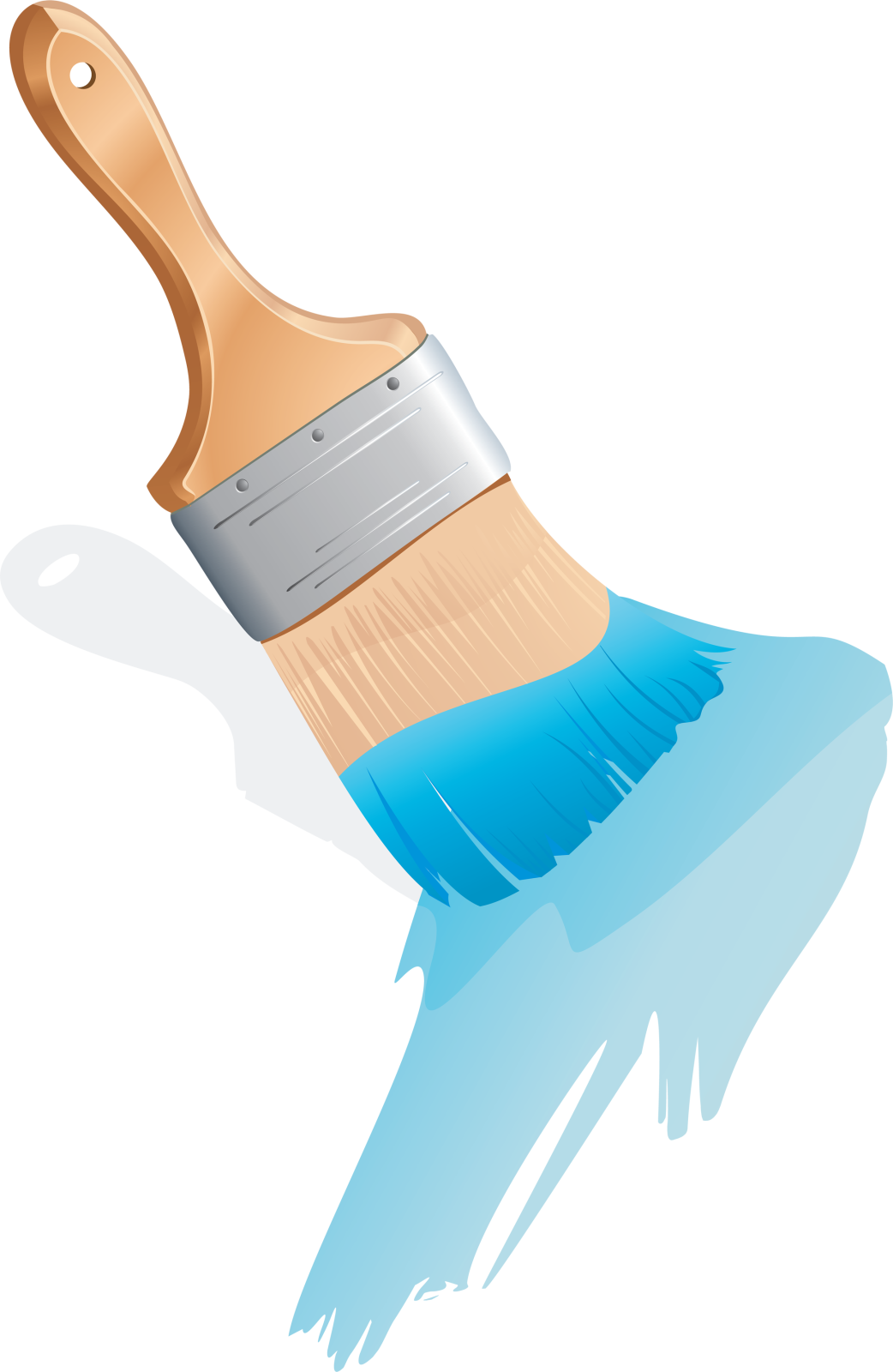 a paint brush with blue paint on it