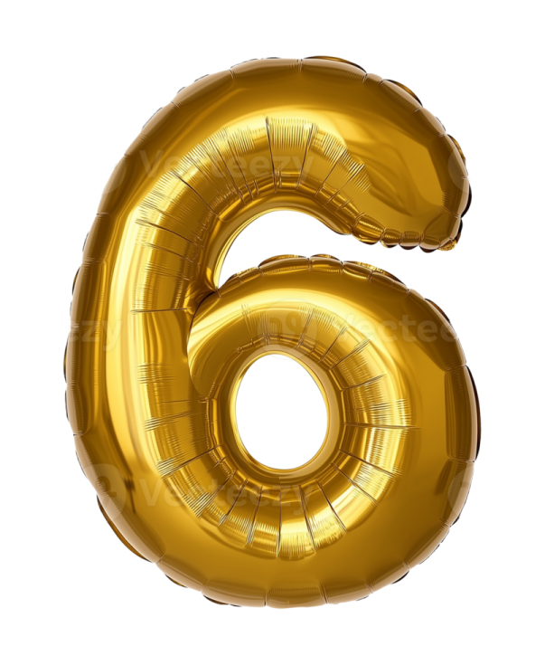 gold foil balloon number 6