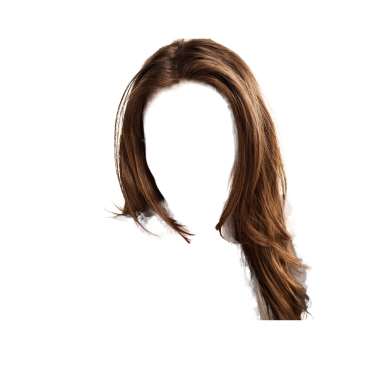 a woman's head with long brown hair