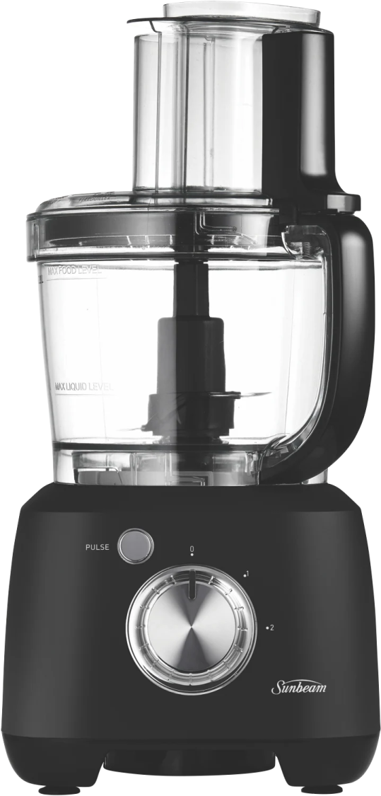 a black food processor on a white background