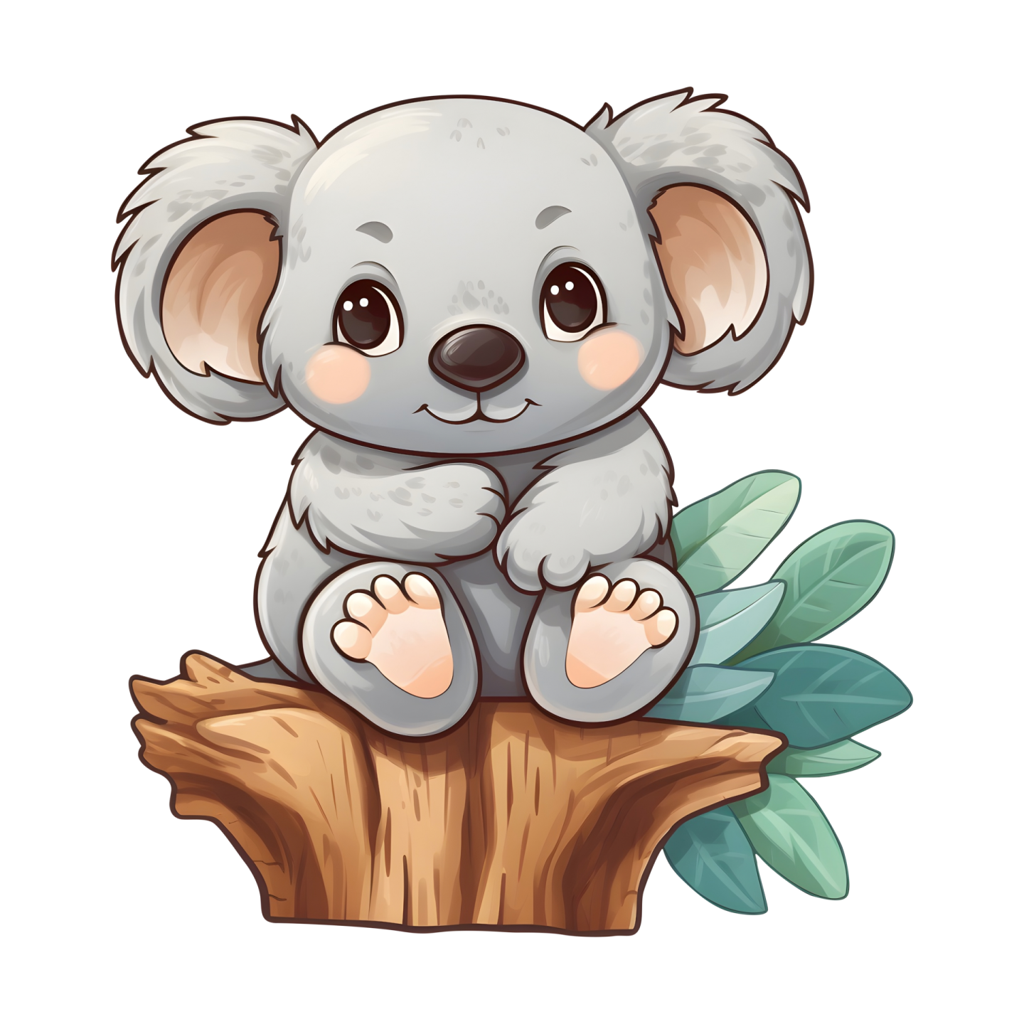 a cute kola sitting on top of a tree stump