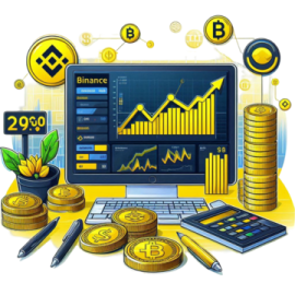 an image of a computer with coins and coins around it